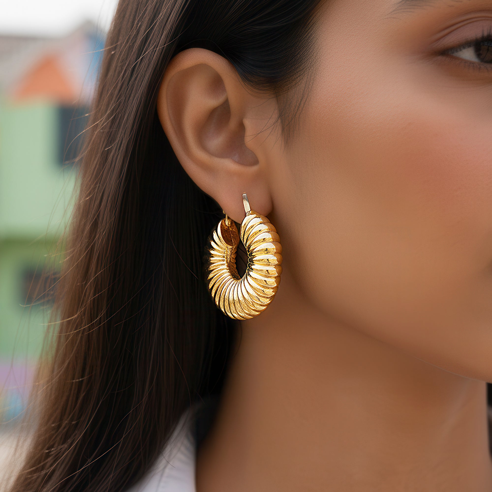 PRAO Earrings Anti-Tarnish Lined Chunky Hollow Hoops