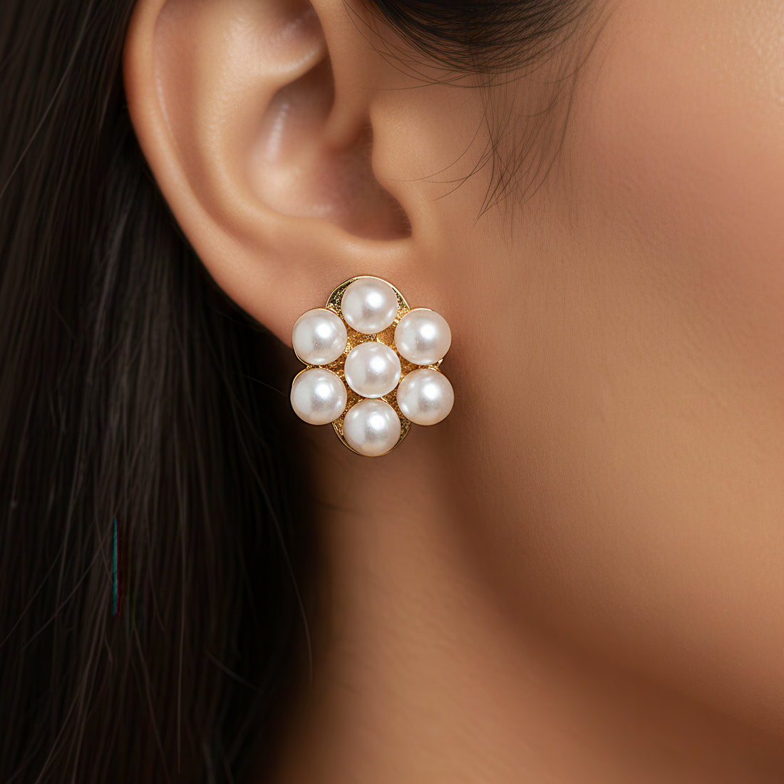 PRAO Multilayer Pearl Necklace Set With Earrings