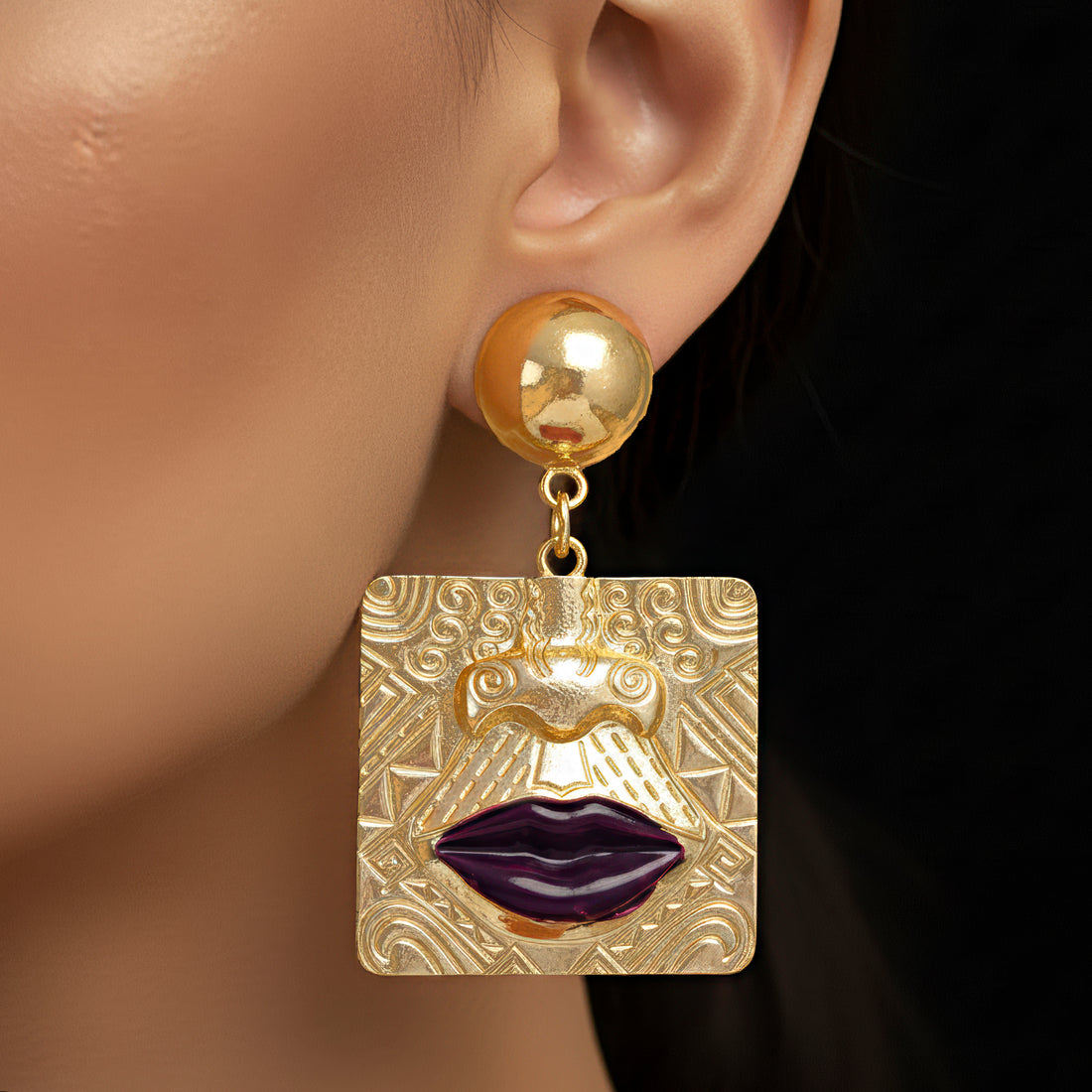 PRAO Anti-Tarnish Mismatch Face Earrings
