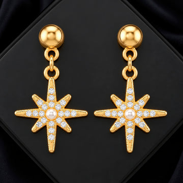 PRAO Earrings Anti-Tarnish Crystal Starburst Dangle