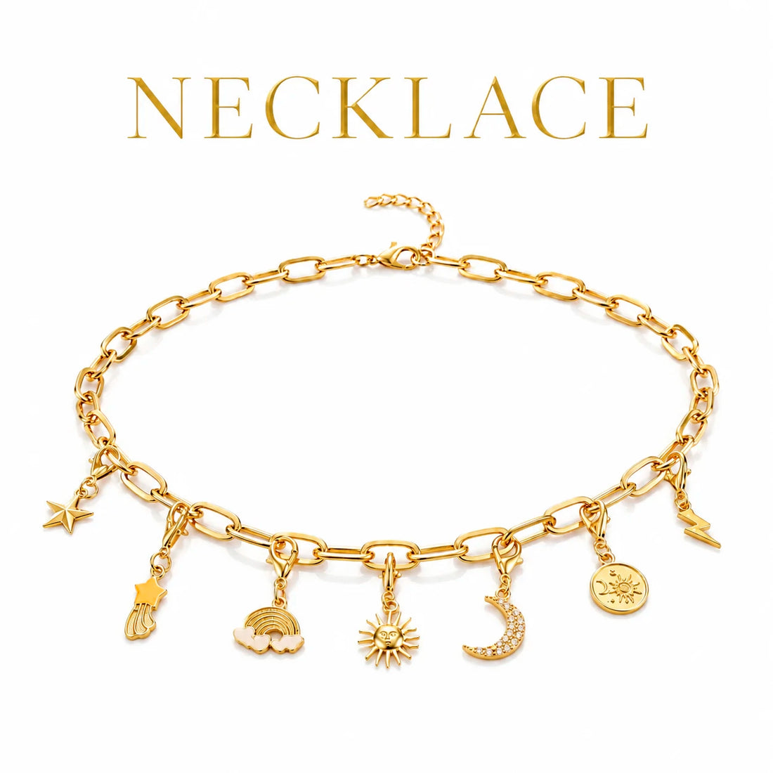 PRAO SKY CHARMS COMBO ✨ Anti-Tarnish Gold Plated Necklace, Bracelet, Ring, Earrings & 7 Detachable Charms (Complete Set)
