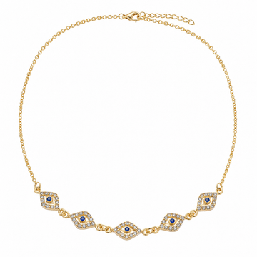 PRAO Necklace Anti-Tarnish Evil Eye Link Chain Set