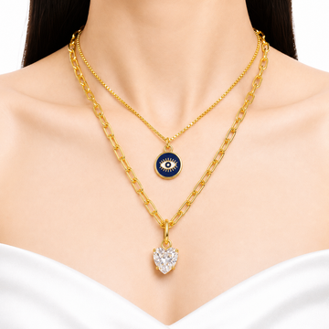 PRAO Necklace Anti-Tarnish Gold Plated Layered Set
