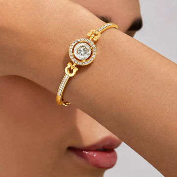 PRAO Bracelet Anti-Tarnish Gold Plated Solitaire Bangle (Adjustable Size)
