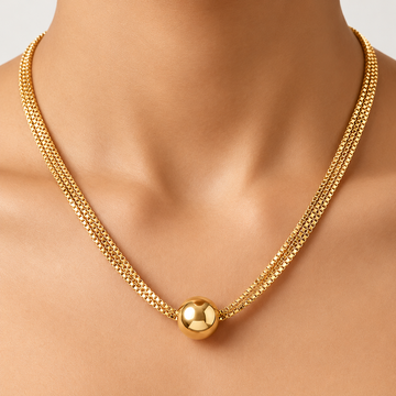 PRAO Necklace Anti-Tarnish Gold Plated Multilayered Set
