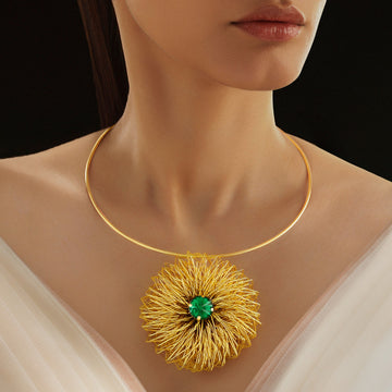 Anti-Tarnish Golden Nest With Emerald Necklace✨