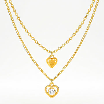 PRAO Necklace Anti-Tarnish Gold Plated Layered Hearts