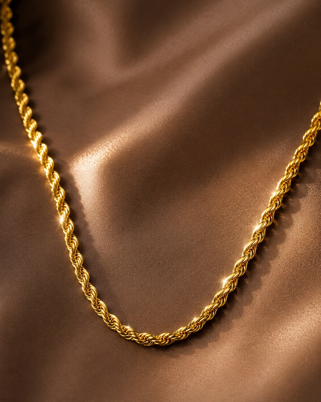 PRAO Necklace Anti-Tarnish Gold Plated Rope Chain