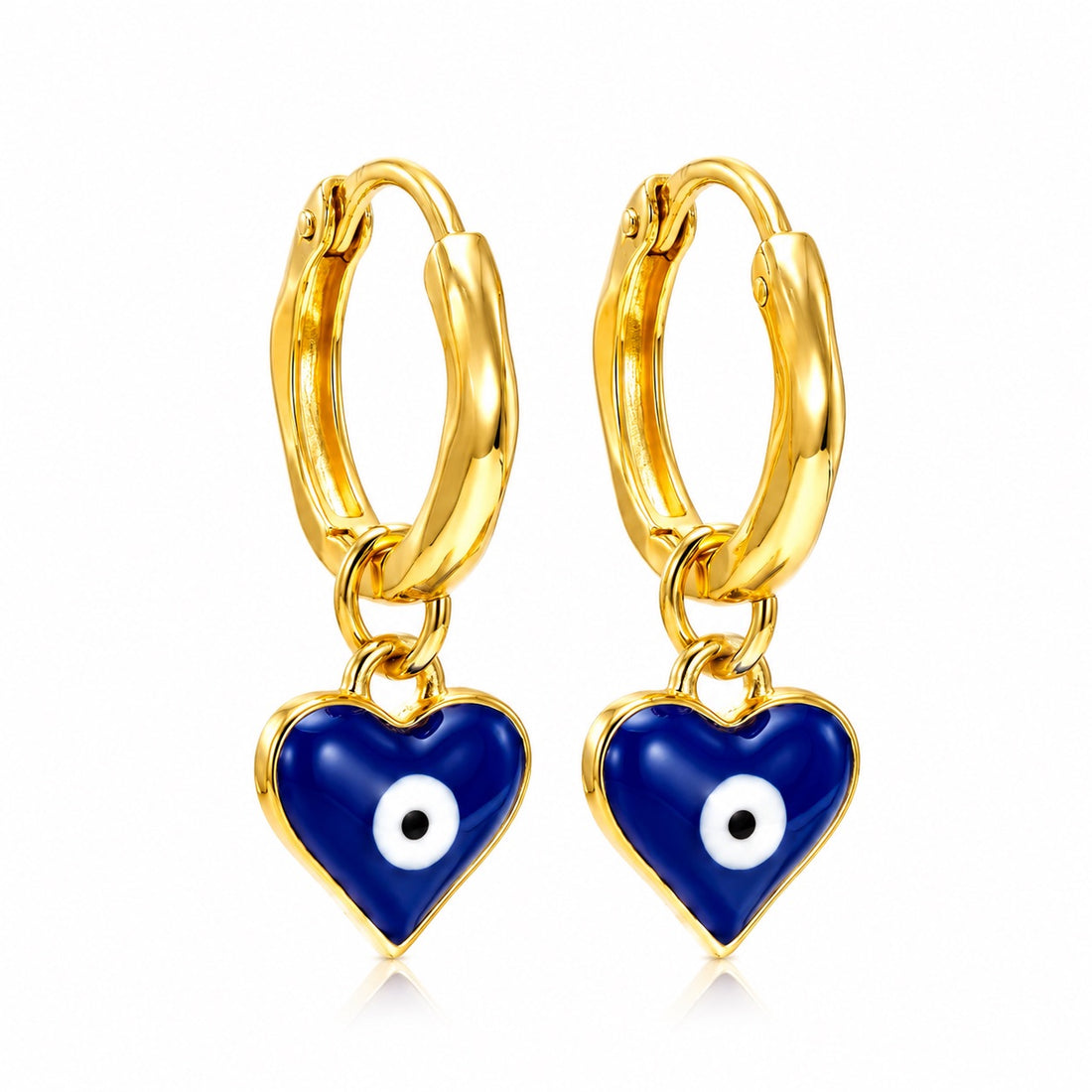 PRAO Earrings Anti-Tarnish Heart Evil Eye Hoops