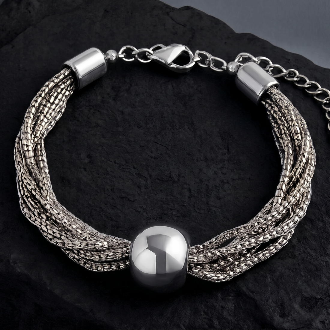 PRAO Bracelet Anti-Tarnish Silver Multilayered Box Chain (Adjustable Size)