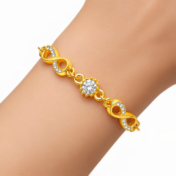 PRAO Bracelet Anti-Tarnish Infinity & Crystal Chain (Adjustable Size)
