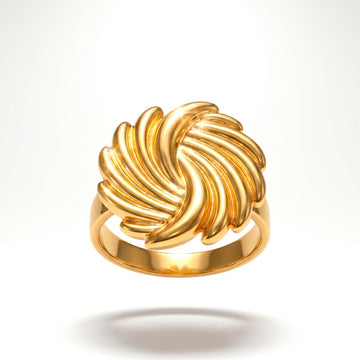 PRAO Ring Anti-Tarnish Sunburst Swirl Ribbed (Adjustable Size)