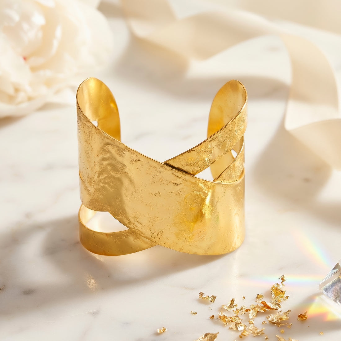 PRAO Bracelet Anti-Tarnish  X Crossover Cuff (Adjustable Size)