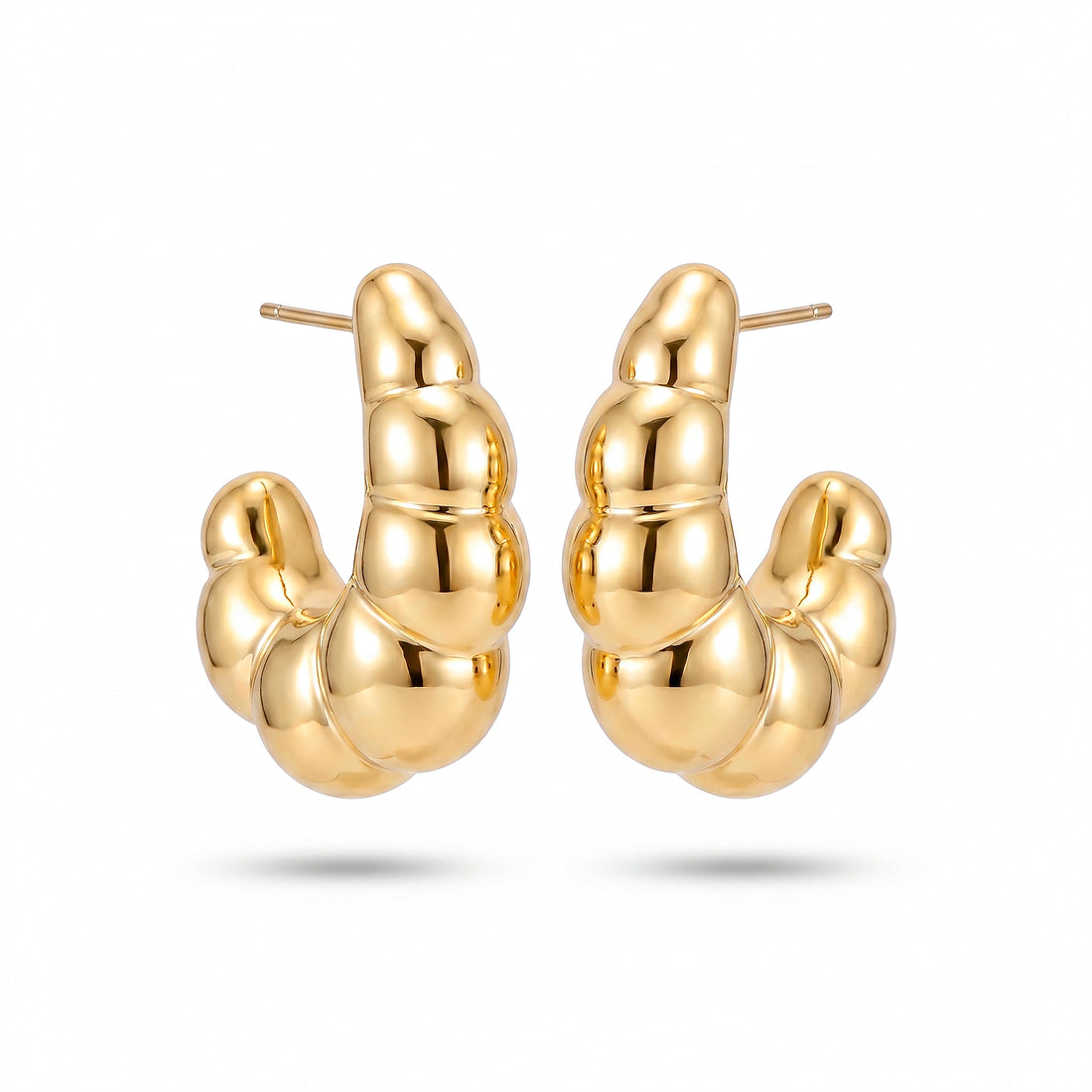 PRAO Earrings Anti-Tarnish Chunky Croissant Hoops