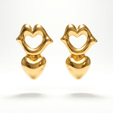 PRAO Earrings Anti-Tarnish Lips & Heart Dangles
