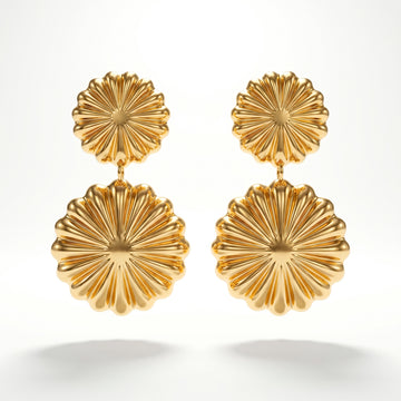 PRAO Earrings Anti-Tarnish Tiered Sunburst Disc Dangles