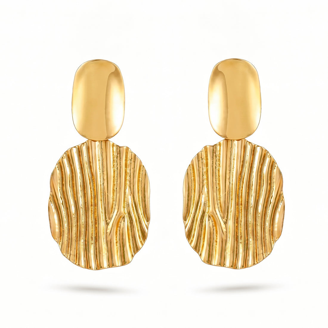 PRAO Earrings Anti-Tarnish Oblong Organic Drop Statement Studs