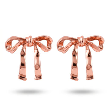 PRAO Earrings Anti-Tarnish Ribbon Bow Rose Gold Studs