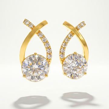 PRAO Earrings Anti-Tarnish Crossover Teardrop Crystal Studs