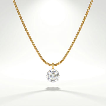 PRAO Necklace Anti-Tarnish Minimal Snake Chain Solitaire Pendant