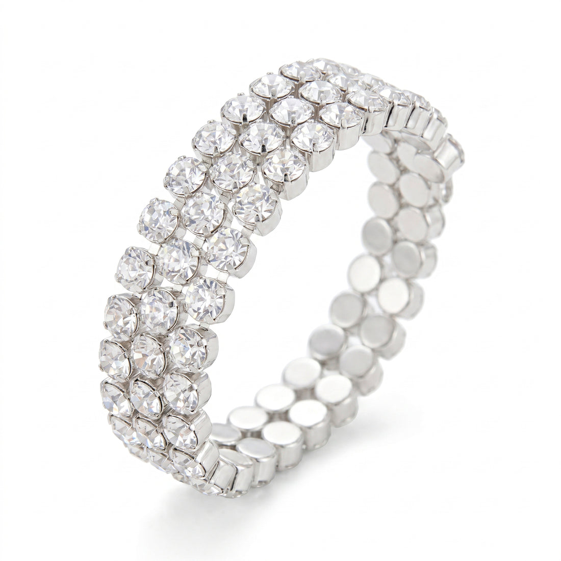 PRAO Bracelet Anti-Tarnish Triple Layered Spiral With Clear Crystals (Adjustable Size)