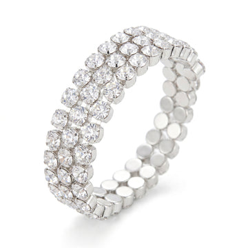 PRAO Bracelet Anti-Tarnish Triple Layered Spiral With Clear Crystals (Adjustable Size)
