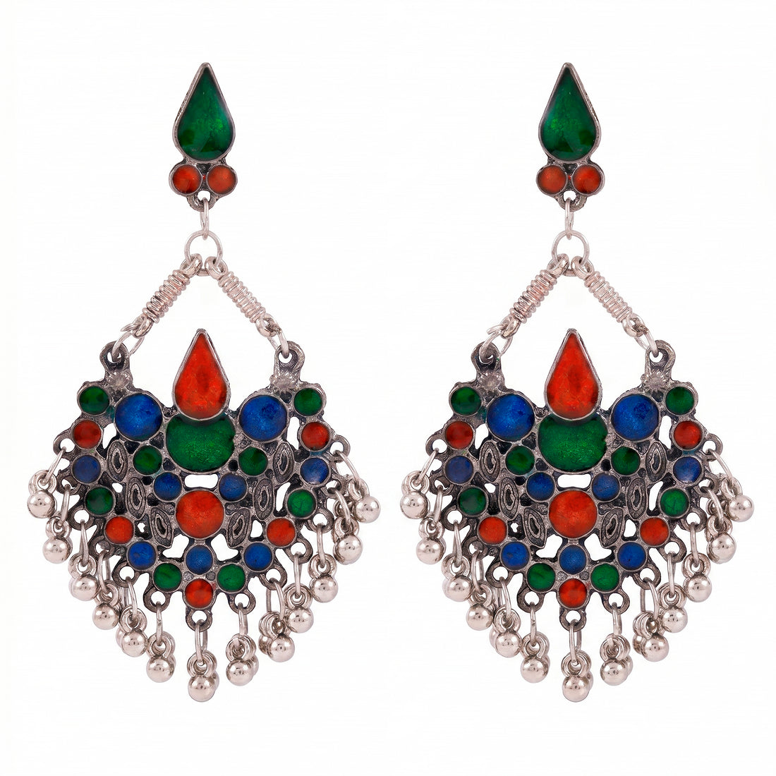 PRAO Earrings Anti-Tarnish Enamel Ghungroos Fringe