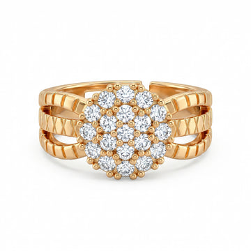PRAO Ring Anti-Tarnish Ring Crystal Cluster Triple Band (Adjustable Size)