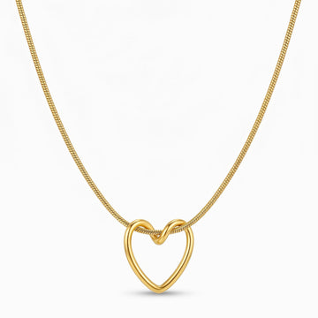 PRAO Necklace Anti-Tarnish Open Heart Snake Chain