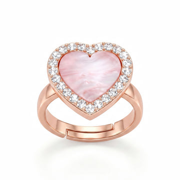 PRAO Ring Anti-Tarnish Heart Crystal Center (Adjustable Size)