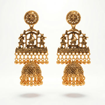 PRAO Earrings Anti-Tarnish Dancer Motif Jhumka