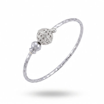 PRAO Bracelet Anti-Tarnish Textured Bangle Filigree Bead Design (Adjustable Size)