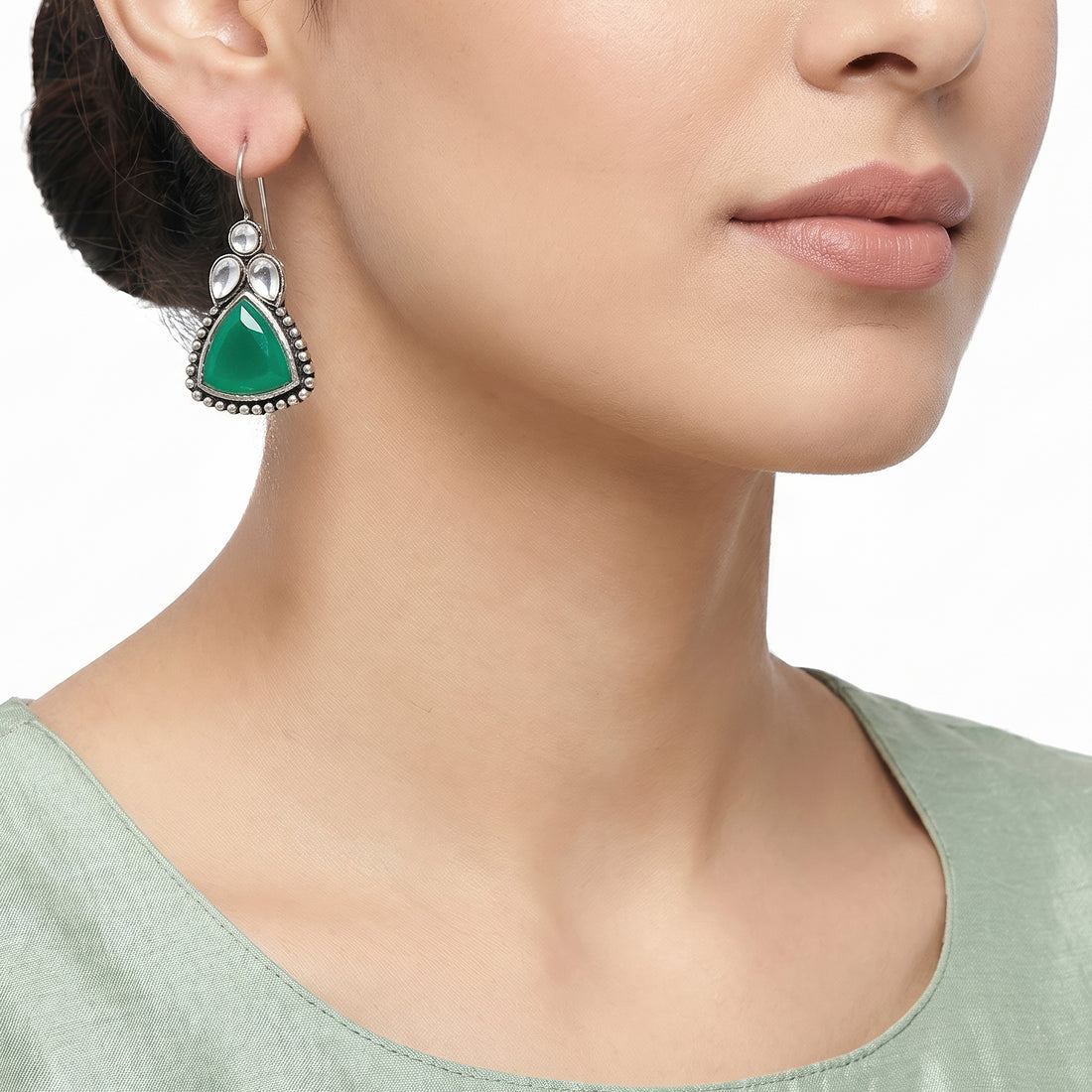 PRAO Earrings Anti-Tarnish Emerald Stone Drop