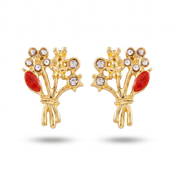 PRAO Earrings Anti-Tarnish Crystal Flower Bouquet Studs