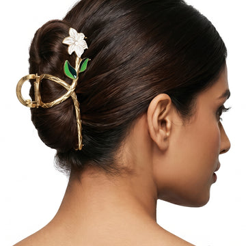 PRAO Hair Clutcher Floral Enamel Claw Clip