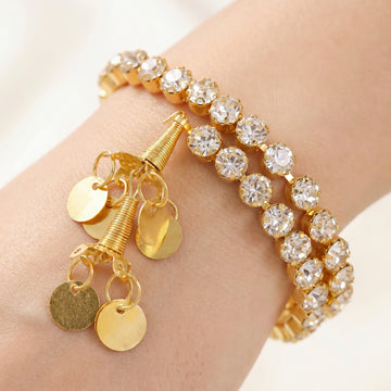PRAO Bracelet Anti-Tarnish Crystal-Encrusted Spiral Charm (Adjustable Size)