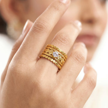 PRAO Ring Anti-Tarnish Mixed Texture Broad Band (Adjustable Size)