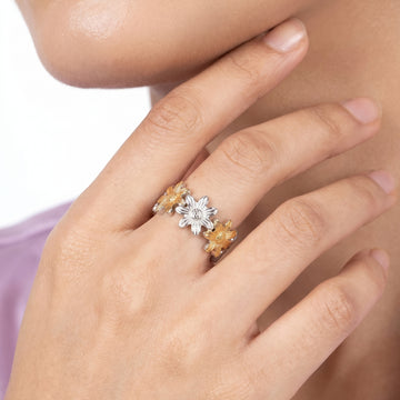 PRAO Ring Anti-Tarnish Sunflower Band (Adjustable Size)