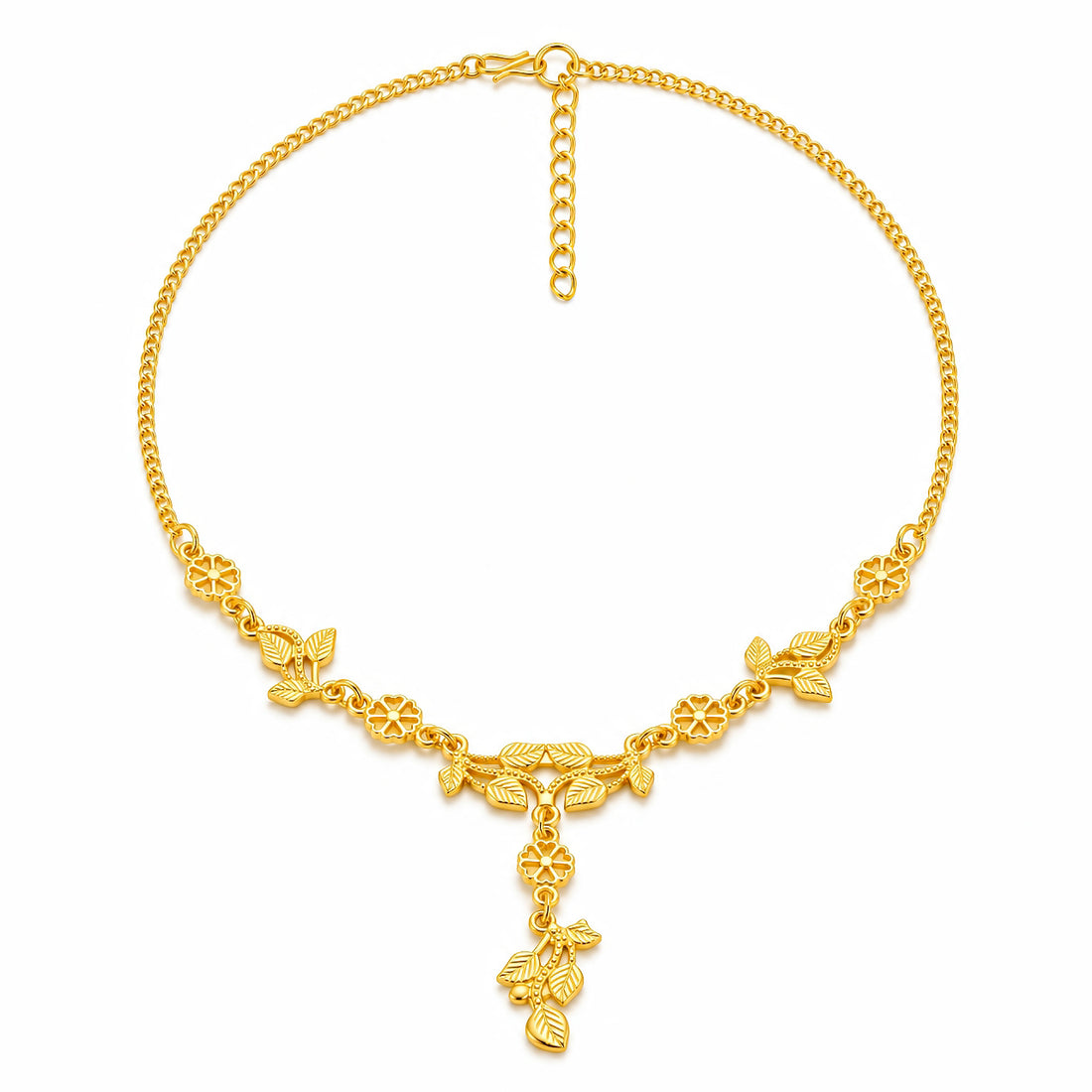 PRAO Necklace Anti-Tarnish Gold Plated Vine Leaf Floral