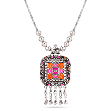 PRAO Necklace Ethnic Statement Set with Colourful Enamel