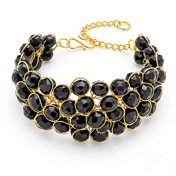 PRAO Bracelet Spectacular Black Crystal Stone (Adjustable Size)