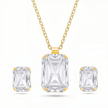 PRAO Necklace Anti-Tarnish Royal Crystal Pendant Set