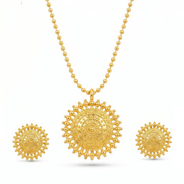 PRAO Necklace Anti-Tarnish Sun Set With Earrings