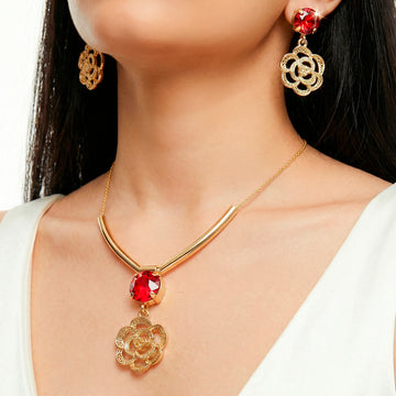 PRAO Necklace Waterproof Flower Set With Earrings