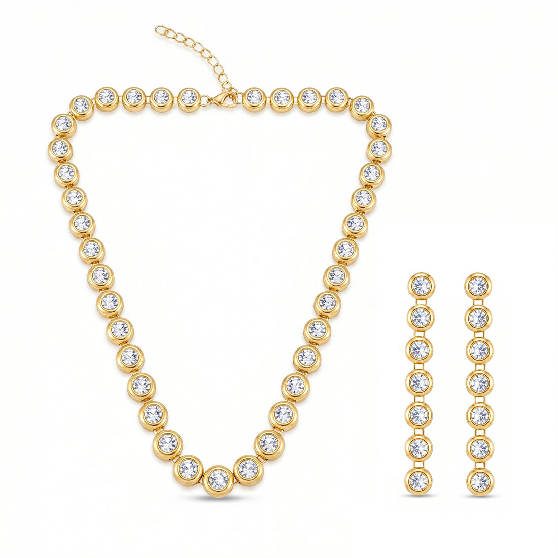 PRAO Necklace Anti-Tarnish Gold Plated Set With Earrings
