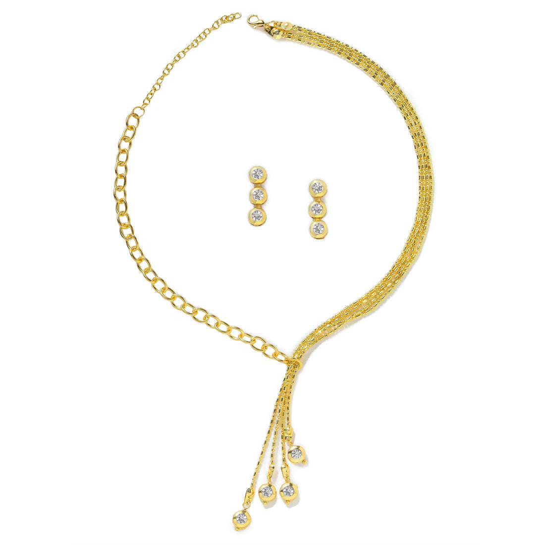PRAO Anti-Tarnish Crystal Necklace Set With Earrings✨
