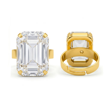PRAO Ring Anti-Tarnish White Crystal (Adjustable Size)
