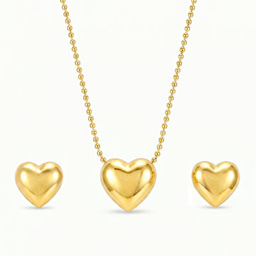 PRAO Necklace Anti-Tarnish Heart Set With Earrings