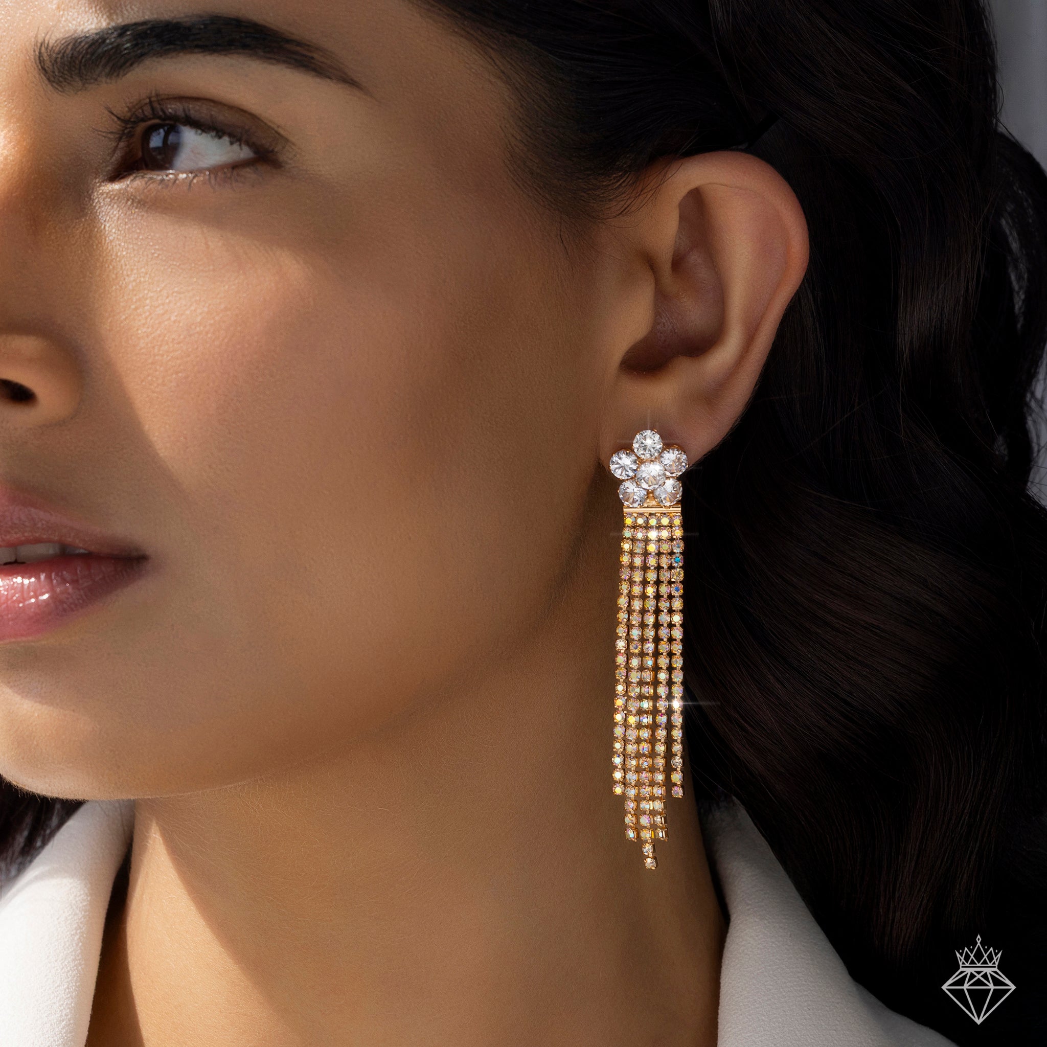 PRAO Anti-Tarnish Crystal Flower Danglers✨