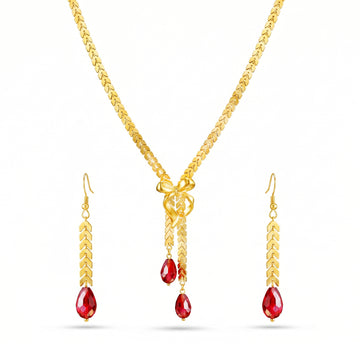 PRAO Necklace Anti-Tarnish Y Set With Earrings